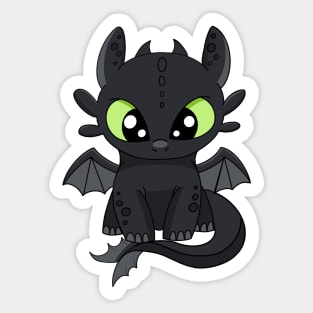 Baby Toothless fanart, How to train your dragon, night light fury Sticker